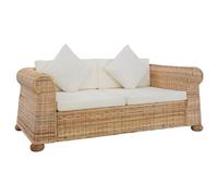vidaXL Divano a 2 Posti con Cuscini Comodo Rilassante Confortevole Solido Robusto Pratico Resistente Durevole Sofa Poltrona in Rattan Naturale