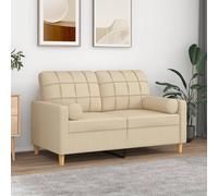 vidaXL Divano a 2 Posti con Cuscini Crema 120 cm in Tessuto