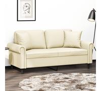 vidaXL Divano a 2 Posti con Cuscini Crema 140 cm in Similpelle, Divano con Cuscini, Poltrona, Divano Imbottito, Divano, Seduta, Divano da Soggiorno