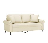 vidaXL Divano a 2 Posti con Cuscini Crema 140 cm in Similpelle, Divano con Cuscini, Poltrona, Divano Imbottito, Divano, Seduta, Divano da Soggiorno