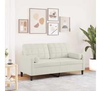 vidaXL Divano a 2 Posti con Cuscini Crema 140 cm in Velluto, Divano, sofà, Divano Imbottito, divanetto, Poltrona, Divano Lounge, Divano da Soggiorno