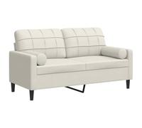 vidaXL Divano a 2 Posti con Cuscini Crema 140 cm in Velluto, Divano, sofà, Divano Imbottito, divanetto, Poltrona, Divano Lounge, Divano da Soggiorno