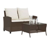 DIVANO DA GIARDINO VIDAXL 2 Posti con Cuscini e Tavolo Marrone Polyrattan - 4103846