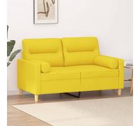 vidaXL Divano a 2 Posti con Cuscini Giallo Chiaro 120 cm in Tessuto