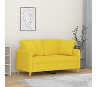 vidaXL Divano a 2 Posti con Cuscini Giallo Chiaro 120 cm in Tessuto