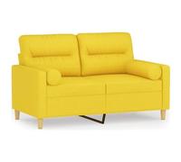 vidaXL Divano a 2 Posti con Cuscini Giallo Chiaro 120 cm in Tessuto