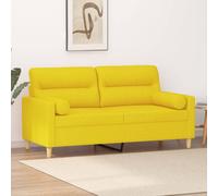 vidaXL Divano a 2 Posti con Cuscini Giallo Chiaro 140 cm in Tessuto
