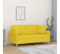 vidaXL Divano a 2 Posti con Cuscini Giallo Chiaro 140 cm in Tessuto