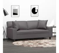 vidaXL Divano a 2 Posti con Cuscini Grigio 140 cm in Similpelle, Divano con Cuscini, Poltrona, Divano Imbottito, Divano, Seduta, Divano da Soggiorno