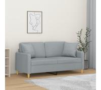 vidaXL Divano a 2 Posti con Cuscini Grigio Chiaro 140 cm in Tessuto