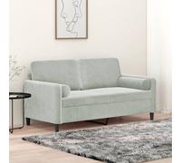 vidaXL Divano a 2 Posti con Cuscini Grigio Chiaro 140 cm in Velluto