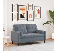 vidaXL Divano a 2 Posti con Cuscini Grigio Scuro 120 cm in Velluto, divano, sofà, divano imbottito, divanetto, poltrona, divano lounge