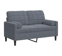 vidaXL Divano a 2 Posti con Cuscini Grigio Scuro 120 cm in Velluto, divano, sofà, divano imbottito, divanetto, poltrona, divano lounge