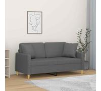 vidaXL Divano a 2 Posti con Cuscini Grigio Scuro 140 cm in Tessuto