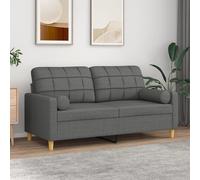 vidaXL Divano a 2 Posti con Cuscini Grigio Scuro 140 cm in Tessuto