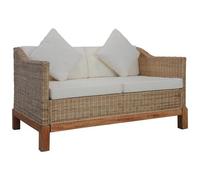 vidaXL Divano a 2 Posti con Cuscini in Rattan Naturale