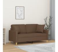vidaXL Divano a 2 Posti con Cuscini Marrone 140 cm in Tessuto