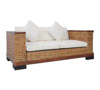 VIDAXL - Divano a 2 Posti con Cuscini Marrone in Rattan Naturale 155 x 78 x 66 cm