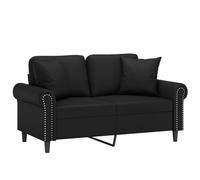 vidaXL Divano a 2 Posti con Cuscini Nero 120 cm in Similpelle