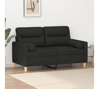vidaXL Divano a 2 Posti con Cuscini Nero 120 cm in Tessuto