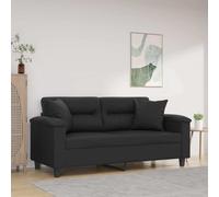 vidaXL Divano a 2 Posti con Cuscini Nero 140 cm in Similpelle