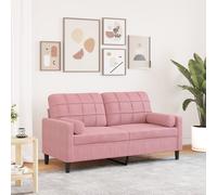 vidaXL Divano a 2 Posti con Cuscini Rosa 140 cm in Velluto, Divano, sofà, Divano Imbottito, divanetto, Poltrona, Divano Lounge, Divano da Soggiorno
