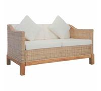 vidaXL Divano a 2 Posti con Cuscini Sfoderabili Relax Comodo Elegante Rustico Sofa Arredo Salotto in Rattan Naturale Telaio in Massello di Mango