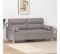 vidaXL Divano a 2 Posti con Cuscini Tortora 140 cm in Tessuto