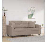 vidaXL Divano a 2 Posti con Cuscini Tortora 140 cm Tessuto Microfibra