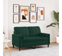 vidaXL Divano a 2 Posti con Cuscini Verde Scuro 120 cm in Velluto, Divano, sofà, Divano Imbottito, divanetto, Poltrona, Divano Lounge