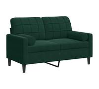 vidaXL Divano a 2 Posti con Cuscini Verde Scuro 120 cm in Velluto, Divano, sofà, Divano Imbottito, divanetto, Poltrona, Divano Lounge