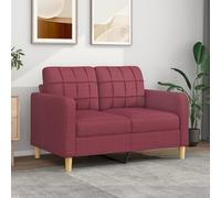 vidaXL Divano a 2 Posti Rosso Vino 120 cm in Tessuto