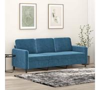 vidaXL Divano a 3 Posti Blu 180 cm in Velluto