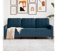 vidaXL Divano a 3 Posti Blu 180 cm in Velluto