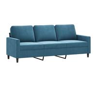 vidaXL Divano a 3 Posti Blu 180 cm in Velluto