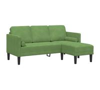 vidaXL Divano ad angolo verde chiaro moderno con cuscini imbottiti e struttura in legno resistente, sedili eleganti per un massimo di 3 adulti, rivestito in tessuto di poliestere resistente alle