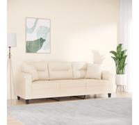 vidaXL Divano a 3 Posti con Cuscini Beige 180 cm Tessuto Microfibra