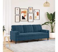 vidaXL Divano a 3 Posti con Cuscini Blu 180 cm in Velluto