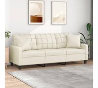 vidaXL Divano a 3 Posti con Cuscini Crema 180 cm in Similpelle