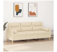 VIDAXL - Divano A 3 Posti Con Cuscini Crema 180 Cm In Tessuto