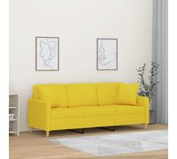 vidaXL Divano a 3 Posti con Cuscini Giallo Chiaro 180 cm in Tessuto
