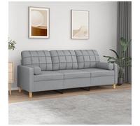 vidaXL Divano a 3 Posti con Cuscini Grigio Chiaro 180 cm in Tessuto