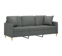 AX Divano 198x77x80cm 3posti 2Cuscini Decorativi Grigio Seduta MC110Kg + 3200918