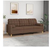 VIDAXL - Divano A 3 Posti Con Cuscini Marrone 180 Cm In Tessuto