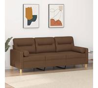 vidaXL Divano a 3 Posti con Cuscini Marrone 180 cm in Tessuto, Divano a 3 posti con Cuscini, Poltrona, Divano Imbottito, Divano, Seduta, Divano Relax