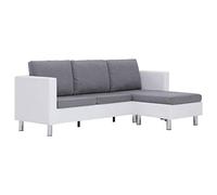 vidaXL Divano a 3 posti con cuscini, moderno, robusto, per casa, soggiorno, tempo libero, chaise longue e lounge, in ecopelle bianca
