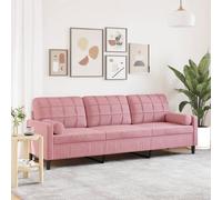vidaXL Divano a 3 Posti con Cuscini Rosa 210 cm in Velluto, Divano, sofà, Divano Imbottito, divanetto, Poltrona, Divano Lounge, Divano da Soggiorno