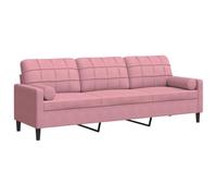 vidaXL Divano a 3 Posti con Cuscini Rosa 210 cm in Velluto, Divano, sofà, Divano Imbottito, divanetto, Poltrona, Divano Lounge, Divano da Soggiorno