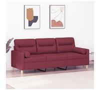 VIDAXL - Divano A 3 Posti Con Cuscini Rosso Vino 180 Cm In Tessuto