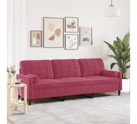 vidaXL Divano a 3 Posti con Cuscini Rosso Vino 210 cm in Velluto, Divano, sofà, Divano Imbottito, divanetto, Poltrona, Divano Lounge